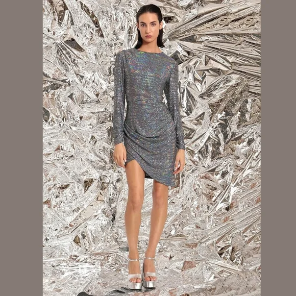 Donna Morgan | Dresses | Donna Morgan Asymmetric Hem Long Sleeve Party Dress  | Poshmark